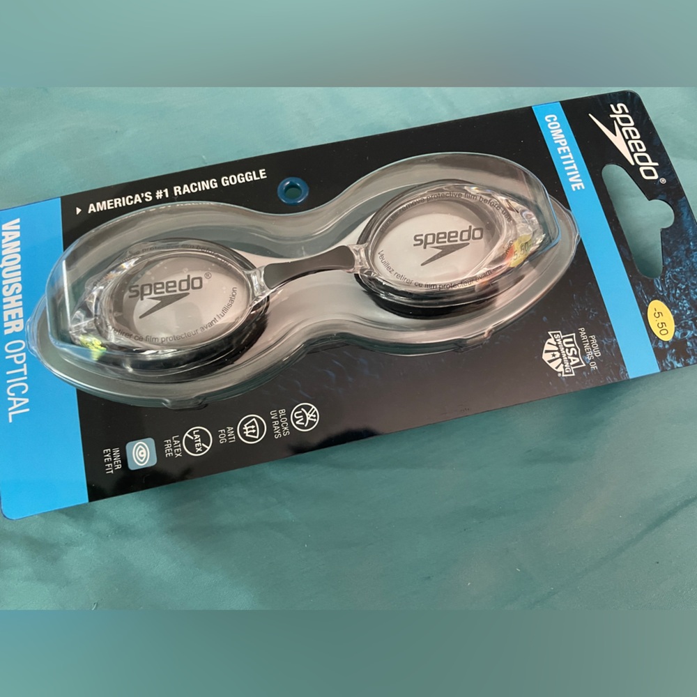 New Speedo Vanquisher Swim Optical Goggles -5.50